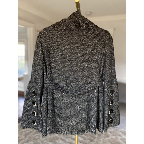 Eccoci Double Breasted Tweed Coat Wool Silk Angora 4 Classic Preppy Parisian Y2K - Picture 3 of 10